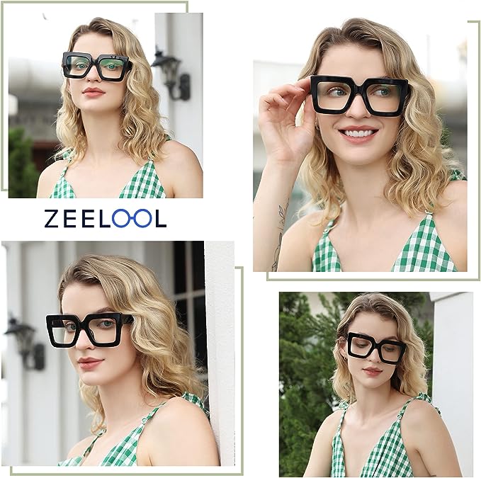 Zeelool Stylish Thick Oversized Square Blue Light Blocking Glasses 100%  UV400 Protection Brandon VFP0306 for sale in Jamaica 