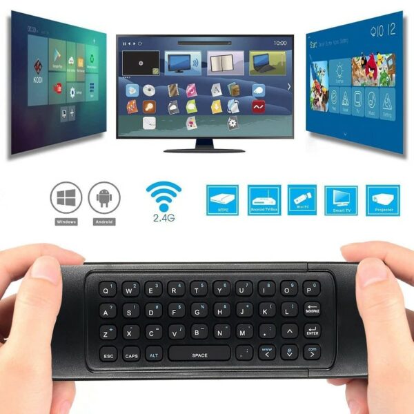 Air Fly Mouse 2.4G Multifunctional Mini Keyboard Wireless Remote with Motion Sensing Game Handle for 3 Gsensor HTPC Mini PC and Android Smart TV Box 7