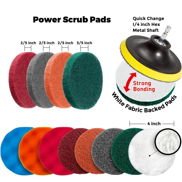 22 Pcs Drill Brush Set Scrub Pads/Sponge Buffing Pads/ Car Polishing Pad  Kit for sale in Jamaica