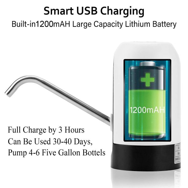 Automatic Water Dispenser Drinking Water Bottle USB Charging Pump for 5 Gallon battery