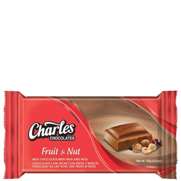 Charles Chocolate Milk Chocolate Bar 120g Fruit Nut 1