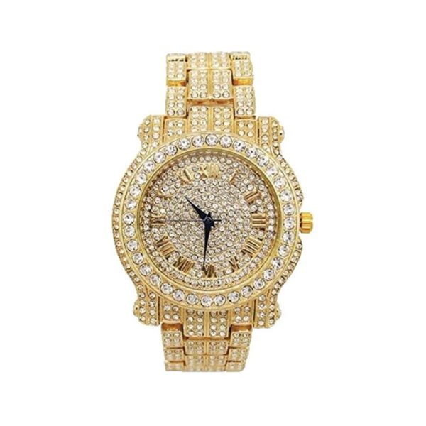 Charles Raymond Bling ed Out Gold Round Watch with Earrings Set L 0504 1