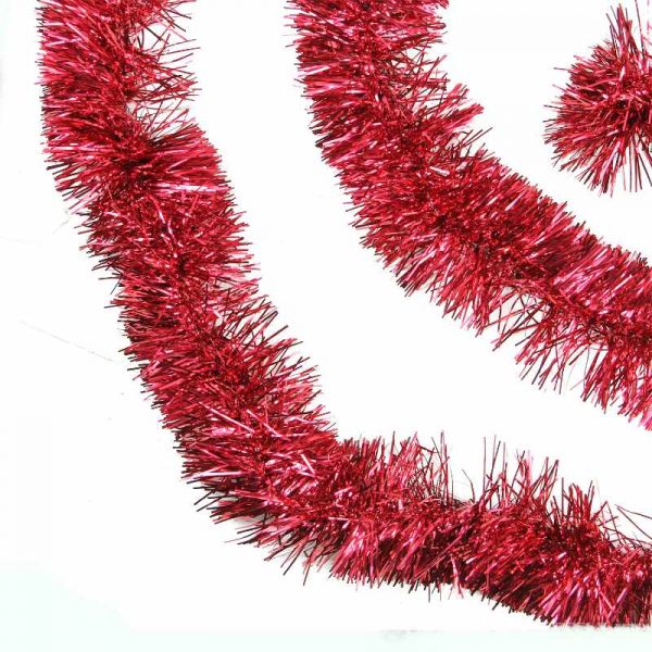 Christmas Metallic Twist Tinsel Garland for Tree Decoration red