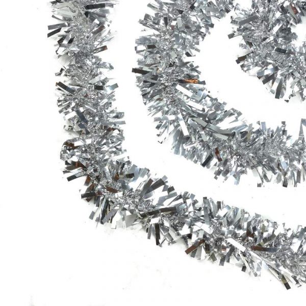 Christmas Metallic Twist Tinsel Garland for Tree Decoration silver