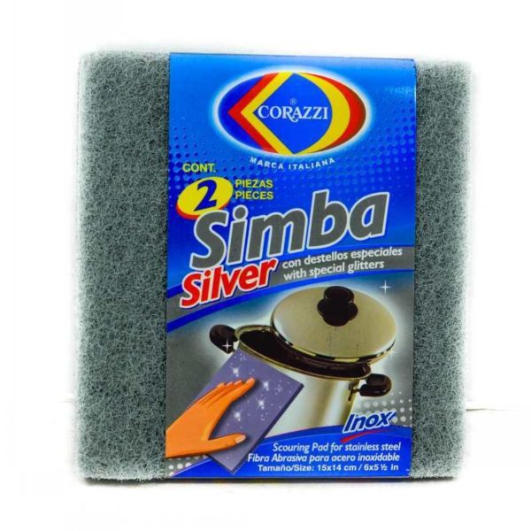 Corazzi Simba Silver Scouring Pads for Stainless Steel with Special Glitters 2 count 1