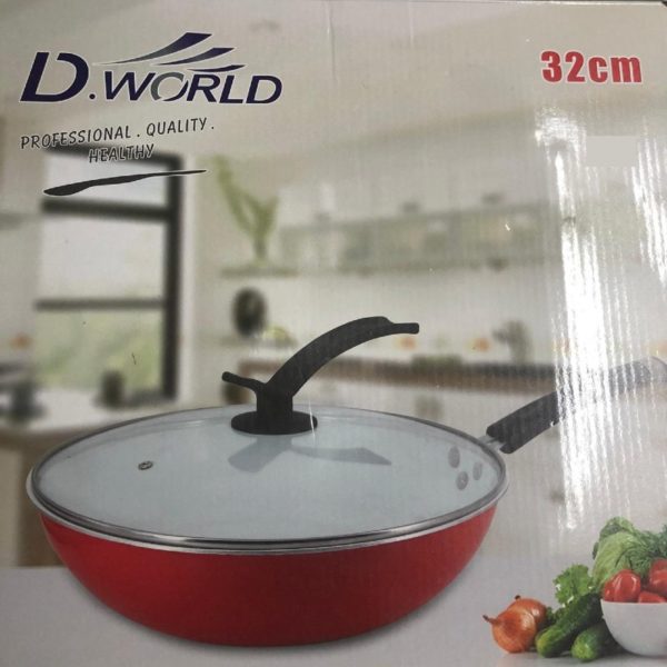 D. World Professional Quality 32cm Non Stick Aluminum Wok Pan