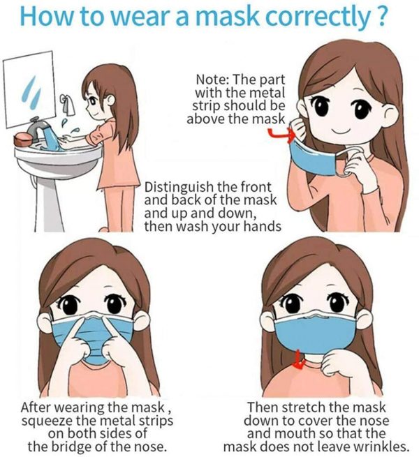 Disposable 3 Ply Filter Breathable Surgical Face Mask with Elastic Earloop how to wear