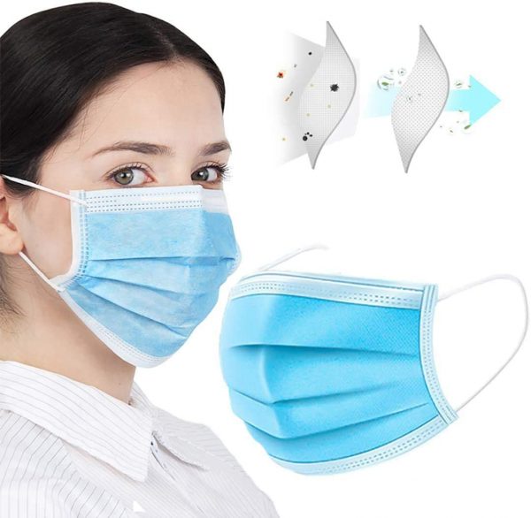 Disposable 3 Ply Filter Breathable Surgical Face Mask with Elastic Earloop worn