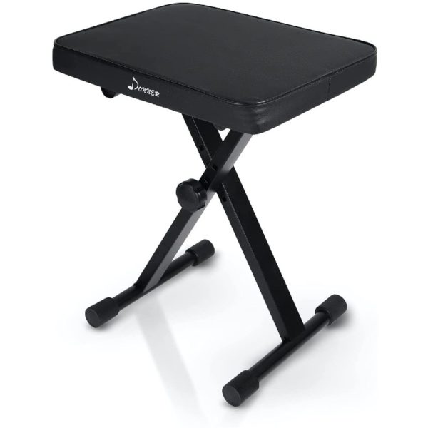 Donner Piano Bench Adjustable Keyboard Bench Portable Collapsible X Style Stool Chair Seat 1.6 Inch Thickness High Density Sponge Non Skid Design Black 2