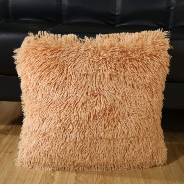 Fluffy Plush Shaggy Soft Comfy Faux Fur Multicolor Decorative Square Pillow Pillowcases Cover nude