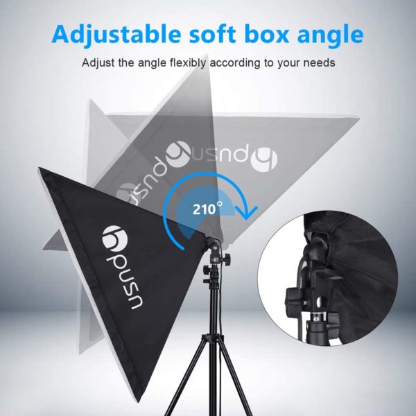 HPUSN Softbox Lighting Kit Professional Studio Photography Equipment Continuous Lighting with 2 85W 5400K E27 Bulbs and 2 Reflectors 50 x 70 cm dimensions