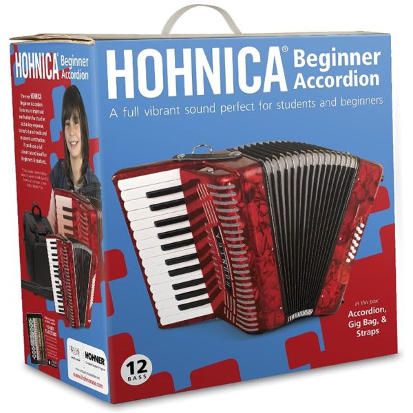 Hohner Accordions 1303 RED 12 Bass Entry Level Piano Accordion Red 1