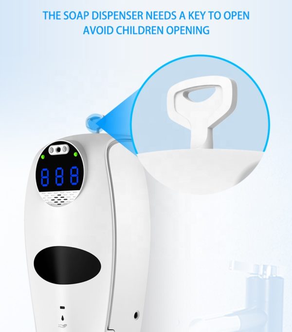 Intelligent Non Contact Digital Infrared Sensor 850ml Capacity Wall Mount Stand Alone Automatic Hand Soap Sanitizer Dispenser Thermometer Temperature Tester K9 Plus lock
