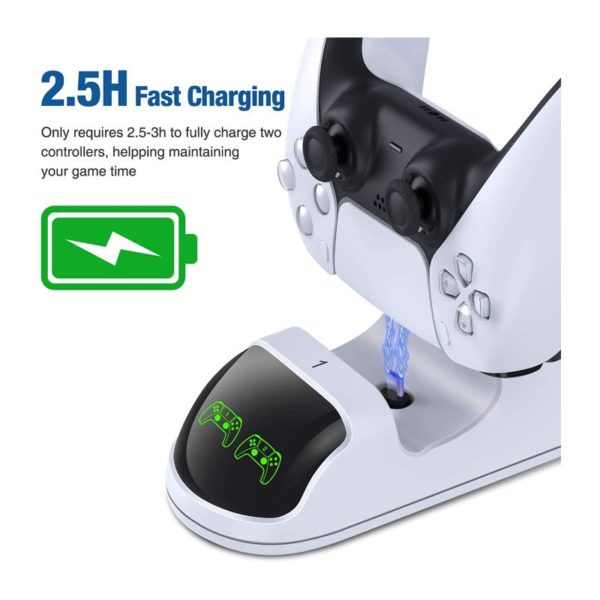 Kydlan Dual Sense Controller Charger Station Dual Charging Dock for Sony PS5 with USB Charging Cable 2 Type C Connectors 1 1