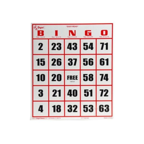 Regal Games Easy Read Jumbo Bingo Cards 50 Pack White 1