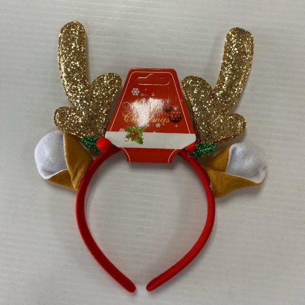 Reindeer Antlers Headband with Lighted Ear gold