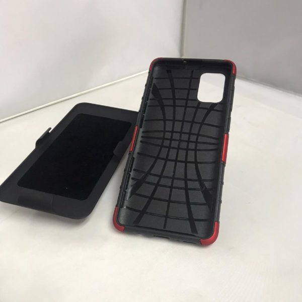 Samsung A71 Hard Plastic Phone Case with Waist Clip Red Black Inside