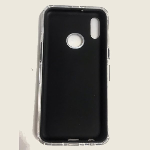 Samsung Galaxy A10S Hard Plastic Phone Case with Black Geometrical Design Inside View