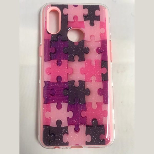 Samsung Galaxy A10S Hard Plastic Phone Case with Pink Jigsaw Puzzle Design
