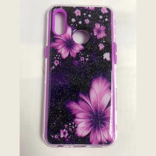 Samsung Galaxy A10S Hard Plastic Phone Case with Purple Flowers in
