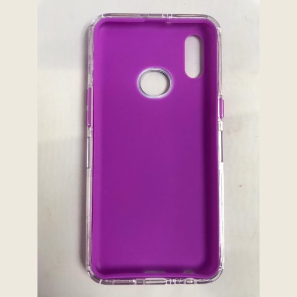 Samsung Galaxy A10S Hard Plastic Phone Case with Purple Flowers in Galaxy Inside View