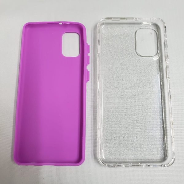 Samsung Galaxy A31s Female Slim Fit Shockproof Glitter Hard Silicone Phone Cover Case purple display 1