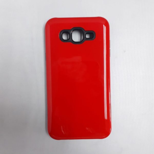 Samsung Galaxy J7 Shockwave Plain Hard Silicone Phone Cover Case Red