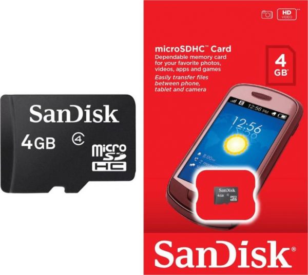 Sandisk MicroSDHC Card with Adapter class 4 4gb
