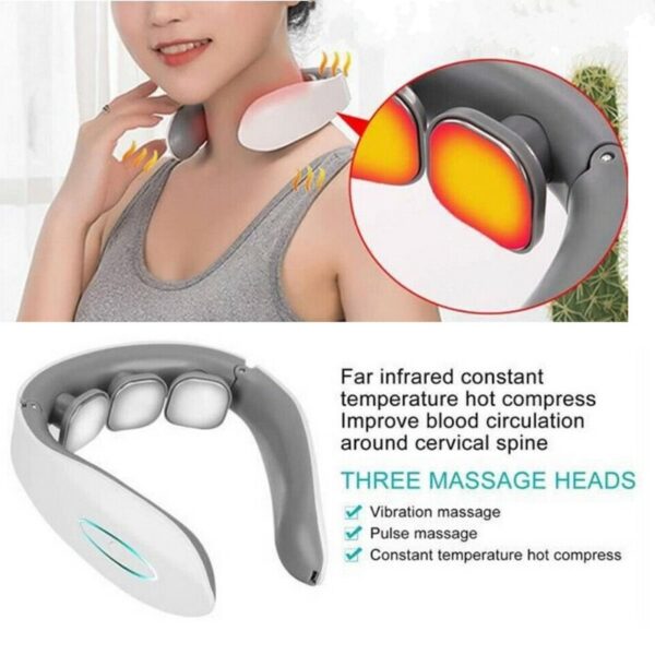 Smart Neck Massager Portable Intelligent Massage Instrument for Cervical Vertebrae with Electric Mode and Heating Function 2