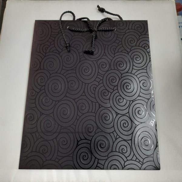 Swirl Spiral Paper Gift Bags with String Handle med black