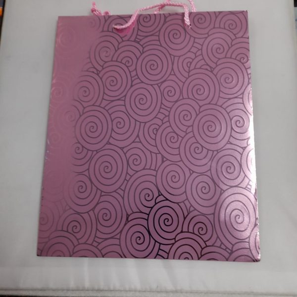Swirl Spiral Paper Gift Bags with String Handle med pink