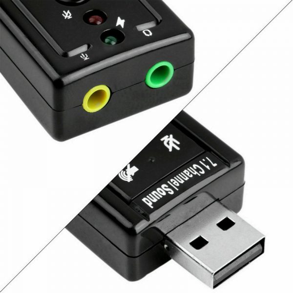 USB to Audio Adapter 7.1 Channel 3D External Virtual Sound Card with Microphone and Earphone Jack Ports for Computer PC and Laptops connections