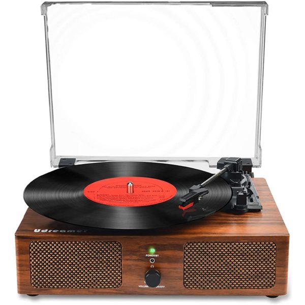 Vinyl Record Player Bluetooth Turntable with Built in Speakers and USB Belt Driven Vintage Phonograph Record Player 3 Speed for Entertainment and Home Decoration Brand Udreamer