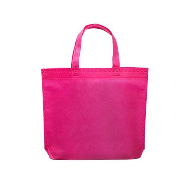 Wholesale Reusable Tote Shopping Grocery Foldable Bags with Hook Loop Handle pink
