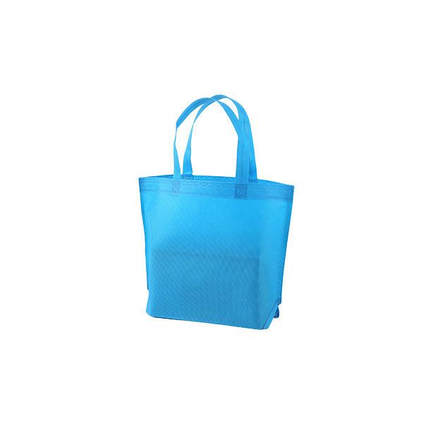 Wholesale Reusable Tote Shopping Grocery Foldable Bags with Hook Loop Handle sky blue