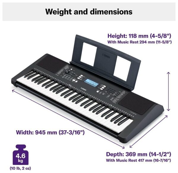 Yamaha 61 Key Touch Sensitive Portable Keyboard PSRE373 2