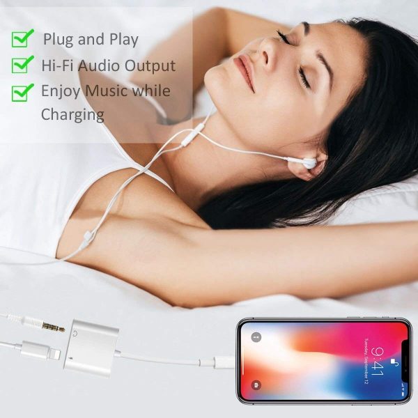iPhone Lightning Jack Headphone Aux Audio Charge Adaptor use