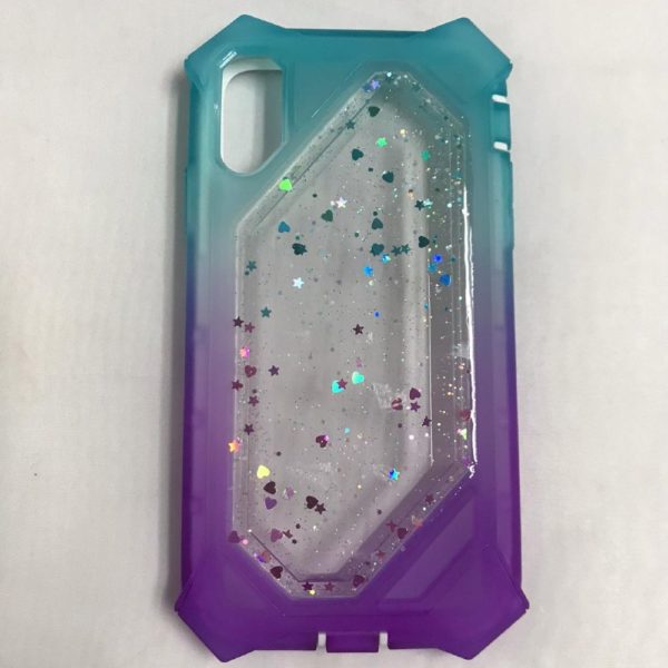 iPhone XR Heavy Duty Glitter Phone Case Blue Purple 1
